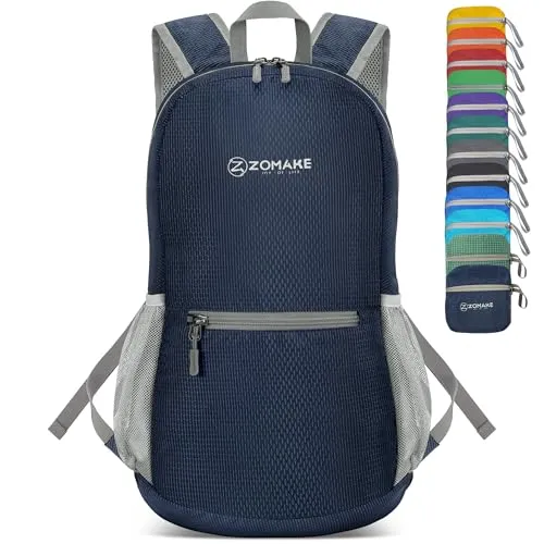 ZOMAKE Ultraleicht Faltbarer Rucksack Packbare Backpacks 20 L, Kleiner Faltbar Rucksäcke Wanderrucksack Wasserdicht für Damen Herren (Königsblau Neu)