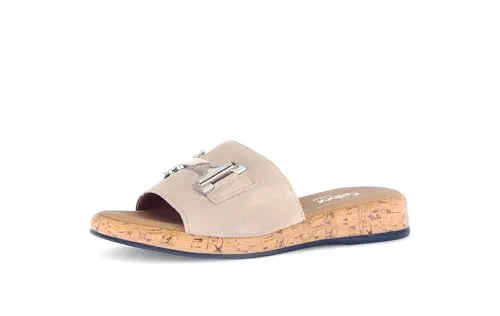 Gabor Damen Pantoletten, Frauen Slipper,Moderate Mehrweite (G),Sandalen,Freizeitschuhe,Schlupfschuhe,Mules,oasi(Silber/S.Kork),38 EU / 5 UK