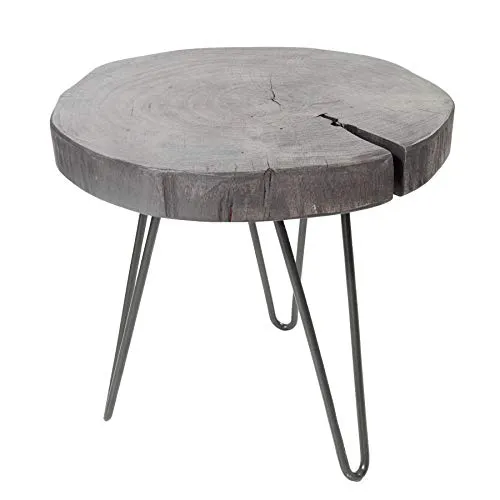 riess-ambiente Beistelltisch GOA - 45cm grau Akazie Massivholz - Beistelltisch aus massivem Akazienholz mit trendigen Hairpin Legs. Ideal als vielseitiger Tisch oder Hocker für jedes Zuhause.
