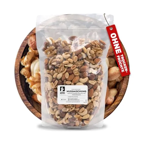 Bremer Gewürzhandel Nussmischung 1 Kg aus Cashewkernen, Walnüssen, Erdnüssen, Mandeln & Haselnüssen, ungesalzen - Nussmix, Studentenfutter Großpackung, Nüsse ohne salz, Studentenfutter ohne Rosinen