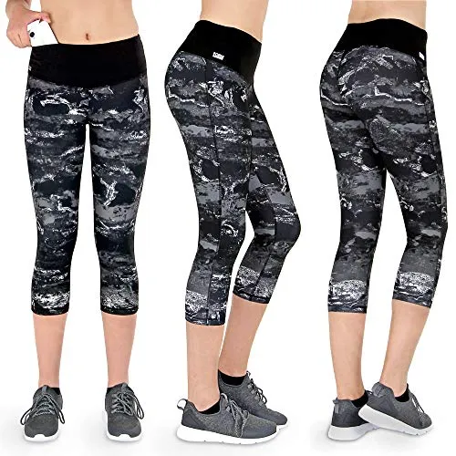 Formbelt Damen Tights 3/4 mit hohem Bund - Camouflage Laufhose - Sportleggings für Damen mit integriertem Formbelt Laufgürtel für sicheren Stauraum von Handy und Schlüsseln. Bietet perfekten Sitz, blickdichten Stoff und hervorragenden Komfort bei jeder Bewegung.