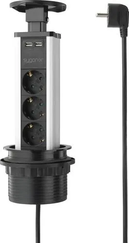 Sygonix SY-4737794 Steckdosenturm Schwarz, Silber