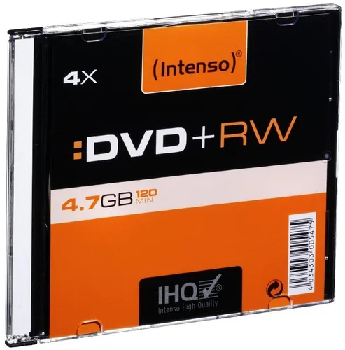 Intenso DVD+RW Rohlinge 4,7GB - 10er Slim Case, wiederbeschreibbar mit 120 Minuten Aufnahmezeit und 4x Schreibgeschwindigkeit