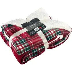 Sherpa Mikrofaserdecke Flanell Kuscheldecke 150x200 cm Rot Kariert - Bettdecken mit zweiseitigem Design, ideal für kalte Abende. Die Kombination aus weichem Flanell und dickem Sherpa sorgt für optimalen Komfort und Wärme.