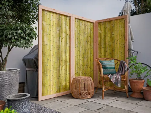 Outgarden Sichtschutzelement Bambus Holz Sichtschutzzaun - Hochwertiger Sichtschutzzaun aus robustem Bambus mit Holzrahmen. Ideal für den Außenbereich, bietet er stabile Abgrenzung und ansprechende Optik. Maße: 90 x 180 cm, wetterfest und langlebig – perfekt für dein Gartenparadies.