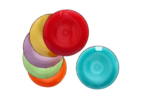 MamboCat Speiseteller 6er Set Uni Bunt - 6 bunte Steingut Speiseteller, perfekt für jedes Dinner und bringt Farbe auf den Tisch.
