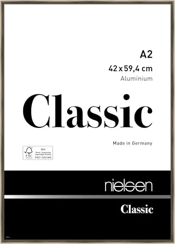 Alurahmen Classic 42x59,4 cm - Struktur Walnuss - Moderner Aluminium Bilderrahmen in DIN A2, ideal für verschiedene Zimmer. Perfekt für stilvolle Präsentation Ihrer Fotos.