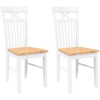 vidaXL Esszimmerstühle 2er Set Weiß aus Gummibaum von vidaXL