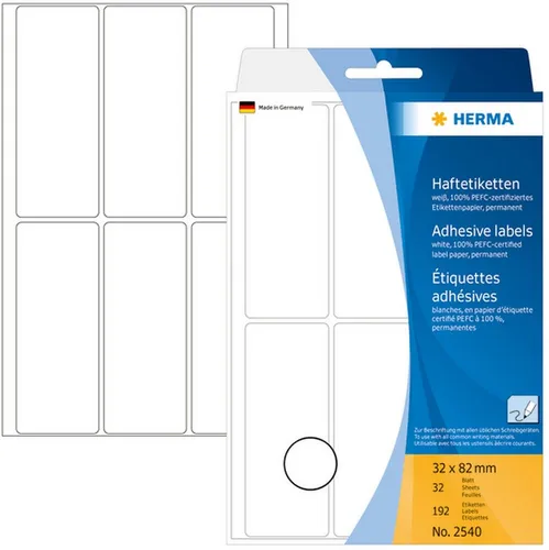 HERMA 2540 Vielzweck-Etiketten - 192 Stück, 32 x 82 mm, selbstklebend für Beschriften und Organisieren, umweltschonend und FSC-zertifiziert