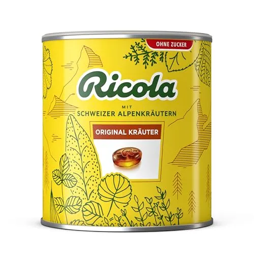 RICOLA Original Schweizer Alpenkräuter ohne Zucker 1000g in gelb von Ricola