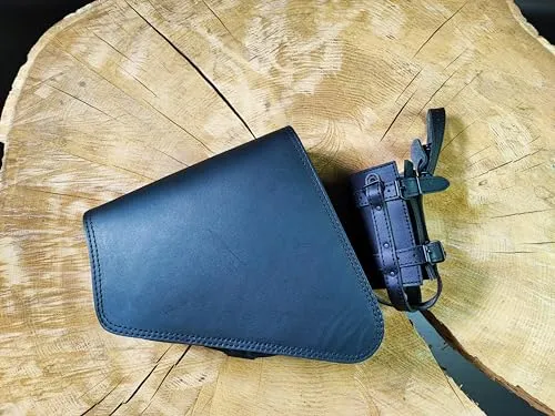 ORLETANOS Clean Blackline Seitentasche kompatibel mit Linke Seite Schwingentasche Satteltasche Tasche Motorradtasche Motorrad Leder schwarz Bobber HD Custom Chopper schwarz Biker neu