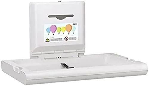 ALLCARE 14310 Mediclinics CP0016H Baby-Wickelstation Weiß, horizontal - Wickeltisch mit antibakteriellem Biocote-Schutz und abschließbarem Spenderfach für Auflagetücher, ideal für hygienische und sichere Wickelsituationen.