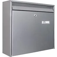 Burg-Wächter Briefkasten Silber 36x32x10cm mit Namensschild