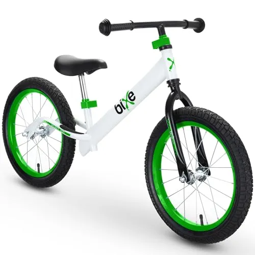 Bixe 16 Zoll Laufrad für Kinder - Grünes Balance Bike für 5-9 Jahre - Kinderfahrzeuge: Sicheres Laufrad ohne Pedale für Kinder von 5 bis 9 Jahren, ideal zum Erlernen von Gleichgewicht und Lenkung, mit stabilen Luftreifen für optimale Sicherheit.