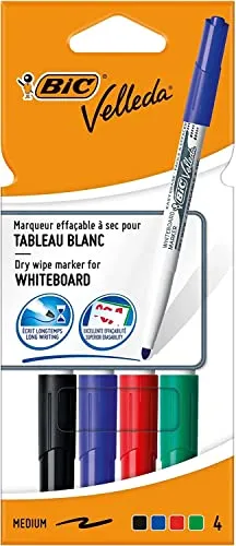 BIC Velleda 1741 Non-permanent Whiteboard-Marker Farbig sortiert Mittel Rundspitze 1 -   51% Recycelt 4 Stück