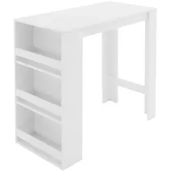 Bartisch mit Regal - Vielseitiger Bistrotisch für Ihr Zuhause - Tische & Stehtische, ideal für jeden Raum mit praktischem Stauraum und einfacher Montage. Maße: 117x57x106 cm, Farbe: Weiß, modernes Design von ML DESIGN.