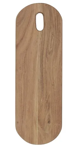 Ib Laursen Schneidebrett Servierbrett Tapasbrett 15x45cm - Hochwertiges Akazienholz, ovales Design mit praktischem Loch, ideal für stilvolles Servieren von Tapas und Snacks.