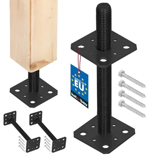 KOTARBAU® 2 Stk. Pfostenträger pulverbeschichtetem Stahl 80x80x250 mm Anthrazit Pfostenträger Einschlaghülse höhenverstellbar Zaunpfosten Aufschraubhülse Bodenhülse Balkenschuh Bodenanker Balkenschuhe