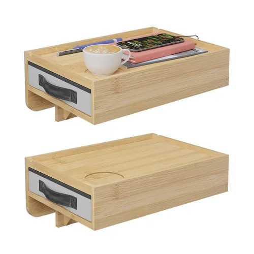 Bambus Nachttisch Bettablage 2er Set für Hochbetten - Praktische und stilvolle Ablage für Hochbetten aus hochwertigem Bambus, ideal für Schlafzimmer. Mit 1 Schublade und einfacher Montage, sorgt für Ordnung und Platzersparnis.