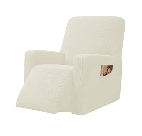 EBETA E Jacquard Sesselbezug, Sesselschoner, Stretchhusse für Relaxsessel Komplett, Elastisch Bezug für Fernsehsessel Liege Sessel (Cremefarbe)