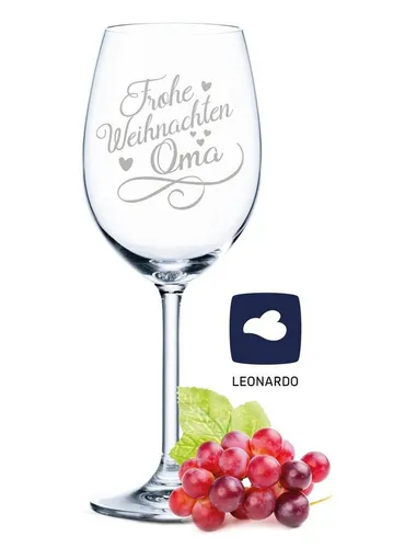 GRAVURZEILE Rotweinglas Leonardo Weinglas mit Gravur - Frohe Weihnachten Oma, Glas, graviertes Geschenk für Oma zu Weihnachten