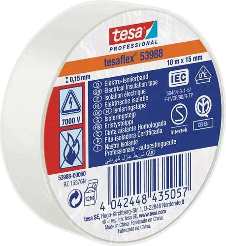 Tesa 53988-00060-00 Isolierband tesa Professional Weiß (L x B) 10m x 15mm