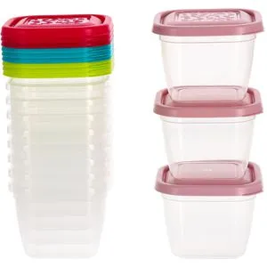 Kigima Frischhaltedose mehrfarbig, aus Kunststoff, 0,47 Liter, Gefrierdose, transparent, luftdicht, Set, 12 Stück