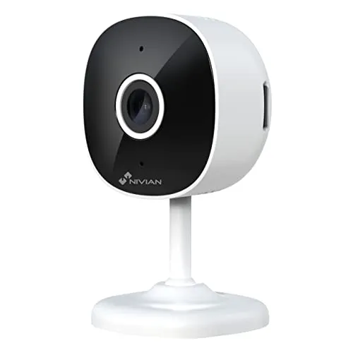 NIVIAN Kamera + WLAN-Steckdose 2,4 GHz - Aufnahme auf MicroSD (Nicht im Lieferumfang enthalten) - 2 K Menschenerkennung, bidirektionales Audio, geeignet für den Innenbereich (Kamera)