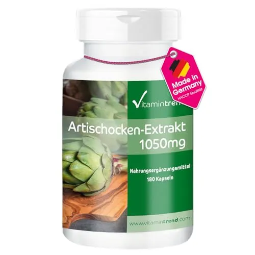 Artischocke-Extrakt 1050mg Kapseln - 180 Kapseln - vegan - 2,5% Cynarin | Vitamintrend®