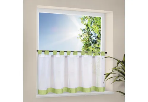 Happy Home Scheibengardine CARA, transparent, 50x150 cm - Scheibengardine mit Schlaufen, aus pflegeleichtem Polyester, ideal für stilvolle Fensterdekoration 