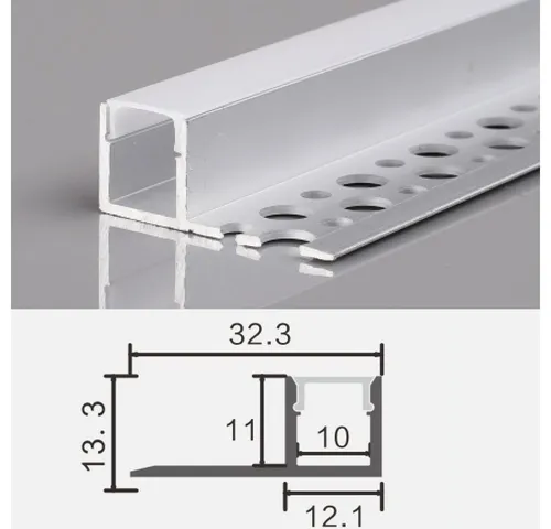 2m LED Alu Profil Unterputz für Rigips Trockenbau - Zubehör für Leuchten: 2 Meter Aluminium LED Schiene mit milchiger Abdeckung für gleichmäßige Lichtverteilung. Ideal zur einfachen Montage von LED Strips an Wänden oder Decken.