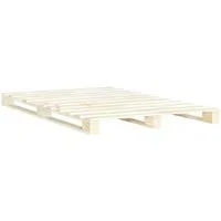 vidaXL Kiefernholz Massiv Palettenbett 200x200 cm - Lattenroste, robuster Bettrahmen aus massivem Kiefernholz, ideal für ein stilvolles Schlafzimmer und bietet ausgezeichneten Komfort.