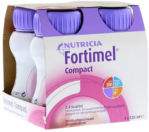 Nutricia Milupa Trinkbeutel Fortimel Compact 2.4 - Cappuccino 4er Pack - Trinkblasen für erhöhte Kalorienzufuhr, mit 2,4 kcal/ml in leckerem Cappuccino-Geschmack, ideal für Personen mit erhöhtem Nährstoffbedarf.