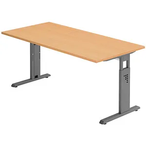 Hammerbacher Schreibtisch O-Serie, buche/graphit, höhenverstellbar - Kinderschreibtische mit manuell höhenverstellbarem Design für ergonomisches Arbeiten, ideal für wachsende Kinder.