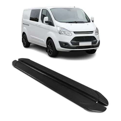OMAC Kfz-Schmutzfänger Seitenschweller für Ford Transit Custom 2012-2024 L2 - Hochwertige, rutschfeste Aluminium-Trittbretter für einfachen Ein- und Ausstieg. Schützen Sie Ihre Karosserie effektiv und verleihen Sie Ihrem Fahrzeug ein sportliches Aussehen.