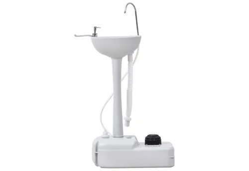 MC Star Mobiles Handwaschbecken mit Rädern (51 cm x 33,5 cm x 103 cm, Weiß) - Praktisches, tragbares Waschbecken für den Outdoor-Einsatz. Mit 17 Litern Wassertank und Fußpumpe für einfachen Wasserzugang. Ideal für Camping und Reisen, leicht zu transportieren dank integrierter Rollen.