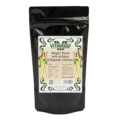VITAVEGGY Magic Dust BBQ-Rub Gewürzmischung mit Chipotle-Chillies 200g vegan ohne Zusatzstoffe von Food-United Compounds für Marinaden Saucen Fleisch Geflügel Grillen Barbecue Tex-Mex