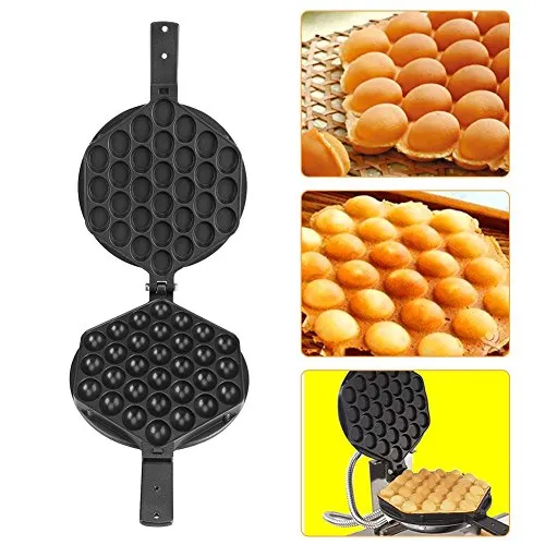 Waffel Panini Maker, Küche Antihaft Egg Bubble Backform Platte Waffeleisen Pfannenwerkzeug für den gewerblichen Heimgebrauch (Edelstahl, Holz)
