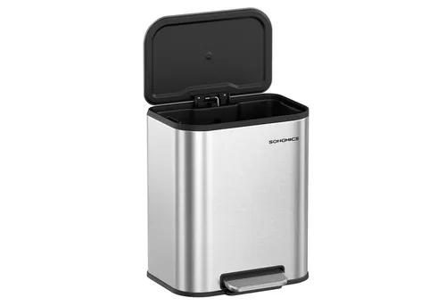 SONGMICS 20 Liter Mülleimer Küche mit Softclose - Haushaltszubehör: Robuster Tretmülleimer aus Stahl mit Softclose-Funktion für leises Schließen und Offenhaltefunktion - ideal für eine moderne Küche.