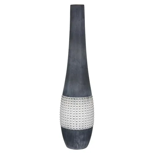 GILDE Bodenvase Brooklyn - Hochwertige Keramik in Anthrazit - Stilvolle Bodenvase aus robuster Keramik in elegantem Anthrazit. Die matte, gewischte Oberfläche sorgt für einen modernen Look. Ideal für große Blumenarrangements oder als dekoratives Einzelstück. Mit integrierten Filzgleitern für sicheren Stand.