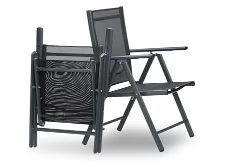 sunnypillow Gartenstuhl Niedriglehner | Klappbar mit 8-Fach verstellbarer Rückenlehne - Essstühle für Garten, Balkon und Terrasse. Wetterfest, UV-beständig und mit optimalem Sitzkomfort durch 8-fach verstellbare Rückenlehne. Belastbar bis 120 kg.