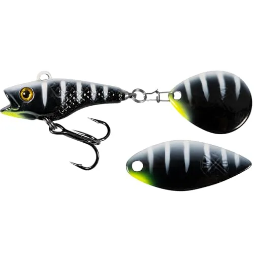 LMAB Good Vibe Jigspinner, mit Wechsel Blade, Jig Spinner zum Angeln, Barsch & Hecht Spinjig (21 g, Black Tiger)