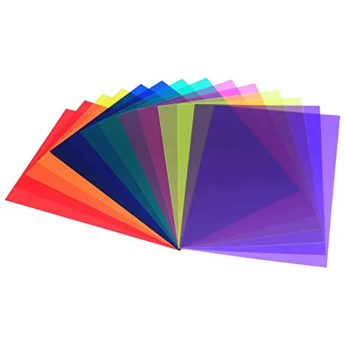 Stück Farbfilter,Farbfolie Farbfilter Folie Transparente,Gel Filterset für Foto Studio Strobe Blitz LED Licht Scheinwerfer,29.7 * 21CM,7 Farben 14