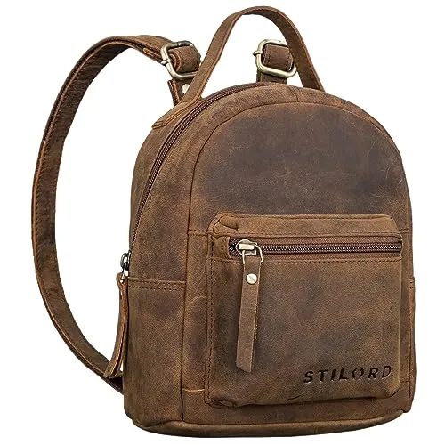 STILORD 'Tiny' Mini Rucksack Damen aus Echtleder - Tagesrucksäcke in Vintage Optik, ideal für Reisen und Städtetrips - bietet genug Stauraum für Geldbörse, Smartphone und mehr.