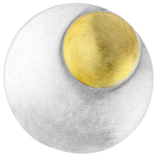 Nenalina Rund Anhänger für Damen - Gebürstet und Teilvergoldet in 925 Sterling Silber - Eleganter Damenanhänger aus 925er Sterling Silber, 22 mm, perfekt als Geschenk in einer stilvollen Box.