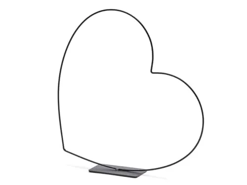 NaDeco Metallherz in Schwarz, liegend, mit Fuß, wählbar in Größen von 25-58cm | Metallring | Dekoring auf Fuß | Drahtring zum Basteln | Metallring für Wickeltechnik | Trockenblumen-Ring, Größe:25 cm