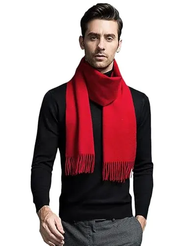 Moschen Bayern Herrenschal Kaschmirschal Herren Schal Wolle Kaschmir Cashmereschal Winterschal Wollschal - Rot