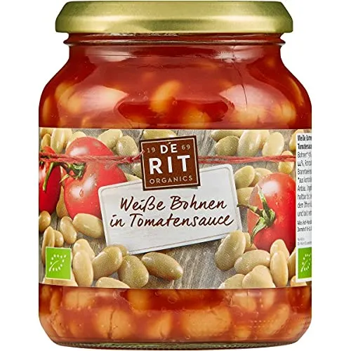 De Rit Weiße Bohnen in Tomatensauce im Glas (350 g) - Bio von De Rit