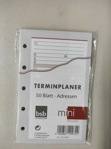 BSB Zeitplaner Mini 50 Blatt Adressen 02-0198
