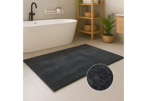 Carpet City Badematte PURE500, Badteppich uni, Höhe 16 mm, rutschhemmend beschichtet, schnell trocknend, Polyester, Teppich Badezimmer, Badvorleger, Anti-Rutsch, Waschbar, Duschmatte